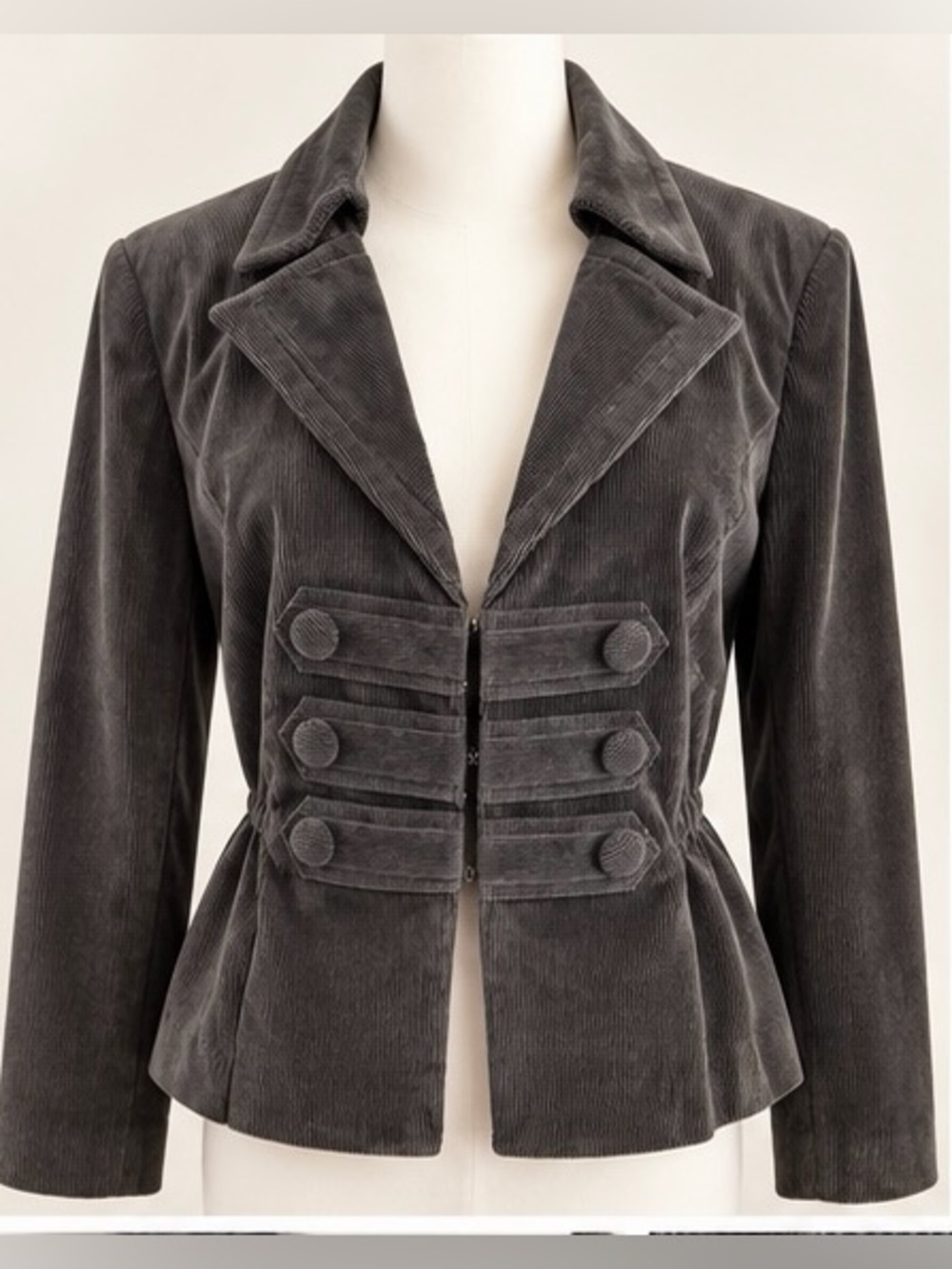 Chelsea & Theodore Gray Corduroy Military Corset Blazer Jacket Size 10